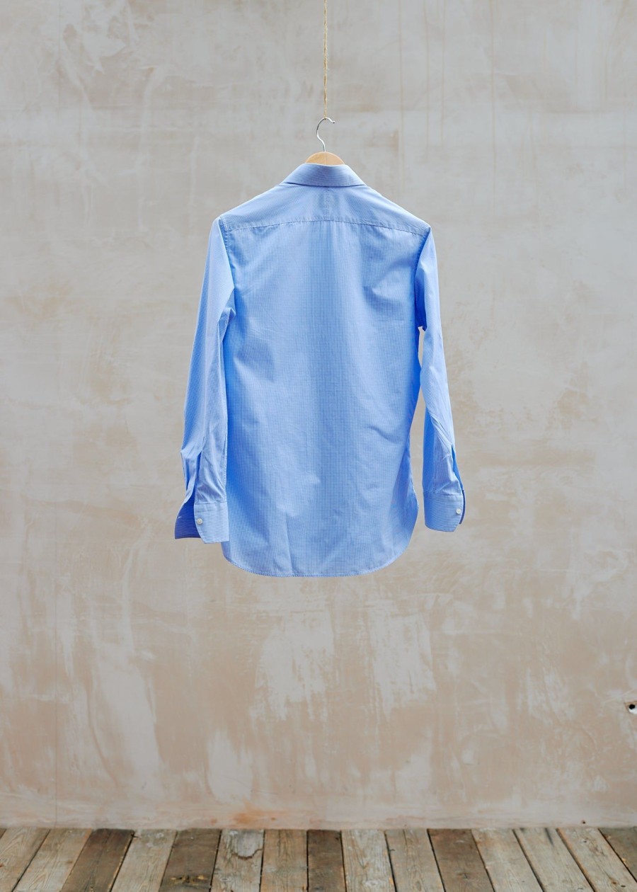 Clothing Kenny Ryder Pre-Loved Menswear | Dunhill Light Blue Gingham Cotton Dress Shirt - S