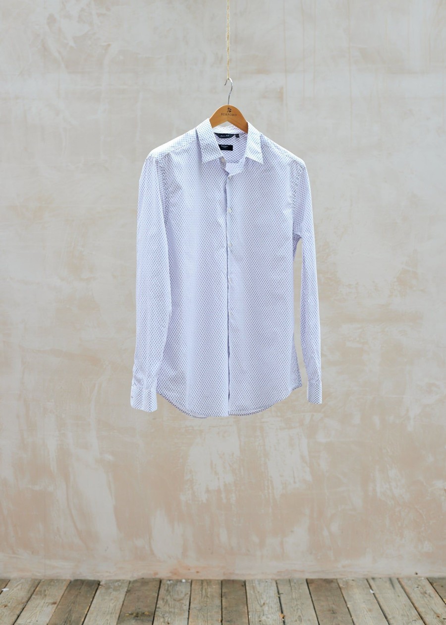 Clothing Kenny Ryder Pre-Loved Menswear | Paul Smith White Patterned Cotton Shirt - Xl