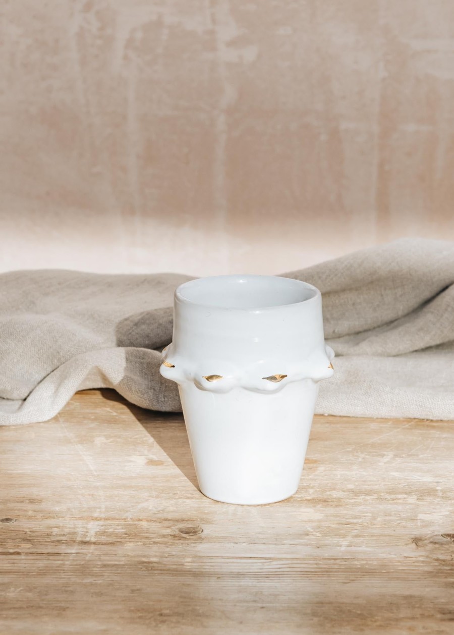 Interiors Chabi Chic Dining | Small Beldi Tazza White And Gold Cup