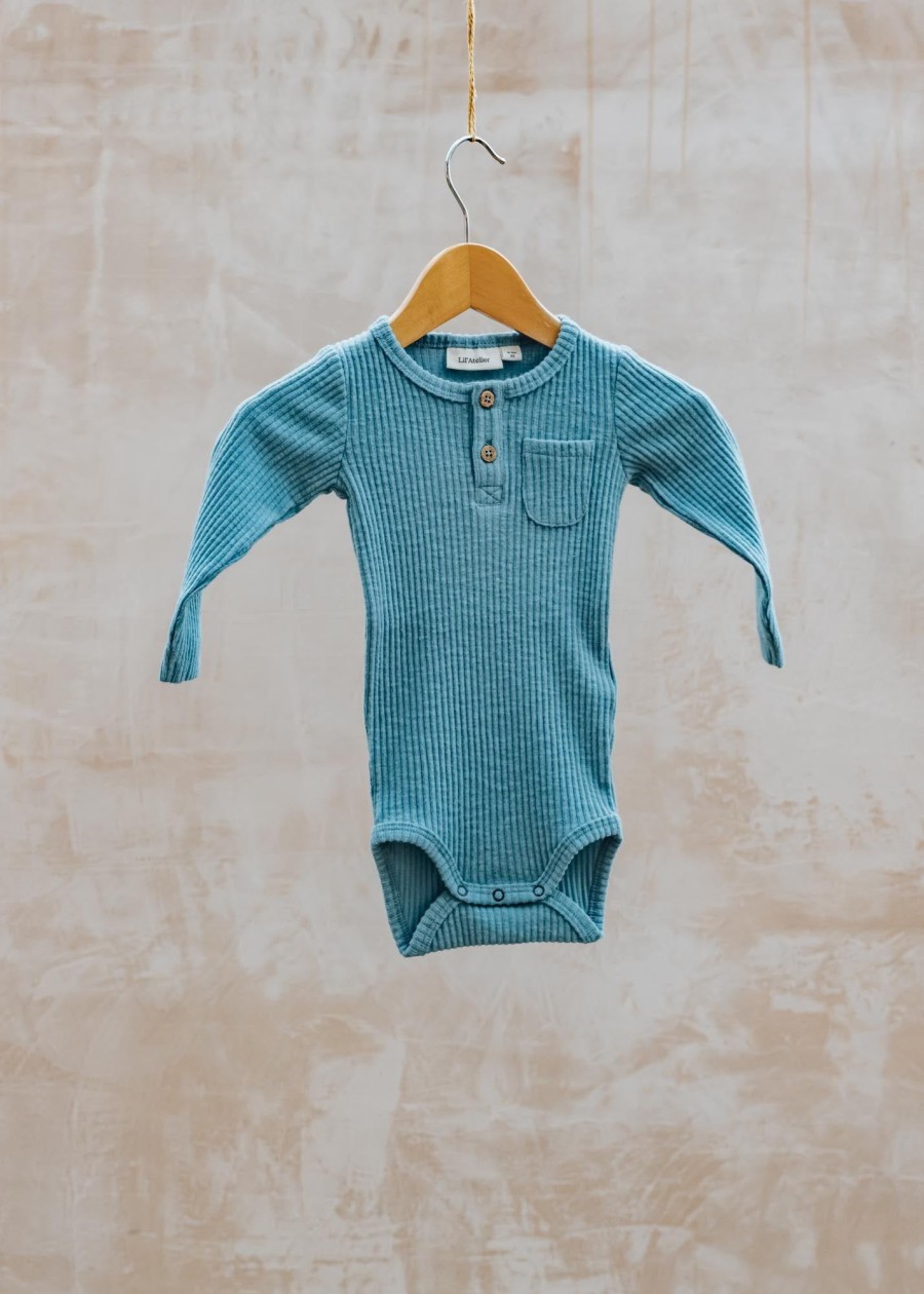 Children Lil' Atelier Babies' Clothing | Lil' Atelier Babies' Rajo Bodysuit In Smoke Blue