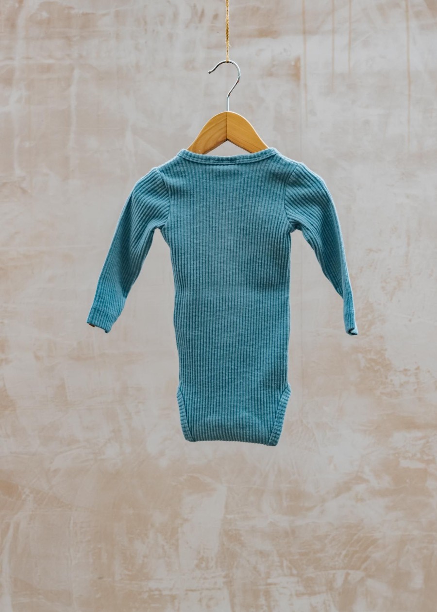 Children Lil' Atelier Babies' Clothing | Lil' Atelier Babies' Rajo Bodysuit In Smoke Blue