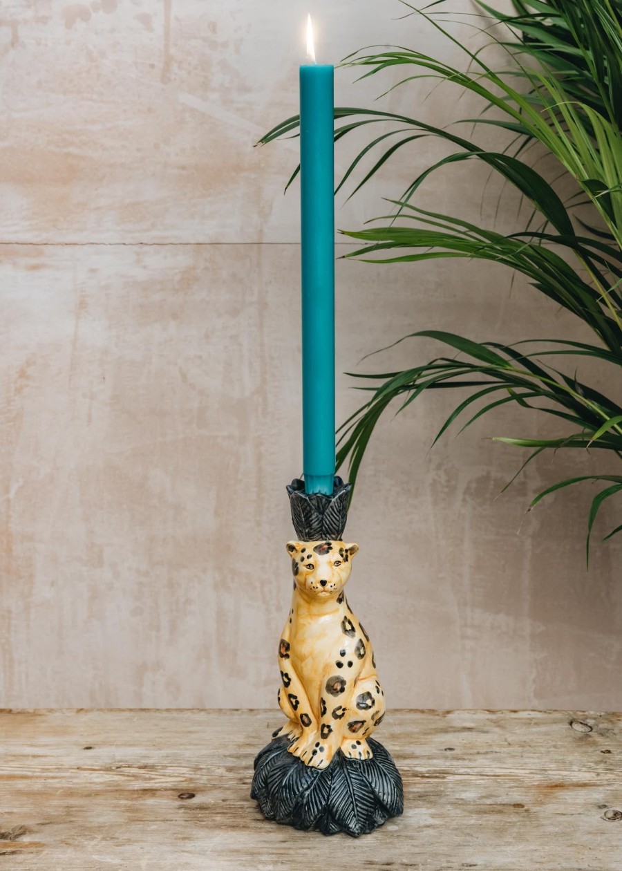 Interiors Les Ottomans Decorative | Les Ottomans Leopard Ceramic Candleholder