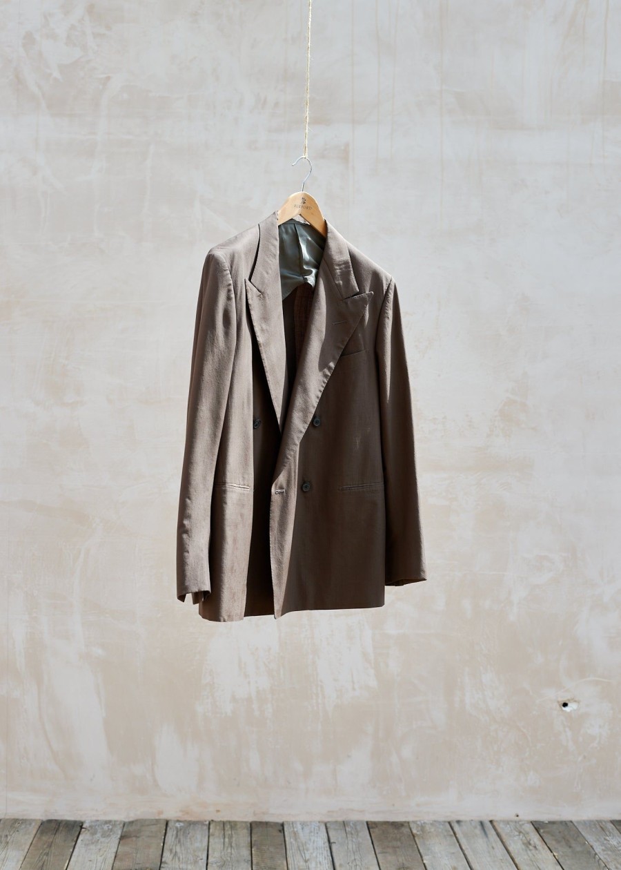 Clothing Kenny Ryder Pre-Loved Menswear | Camoshita Relaxed Double-Breasted Wool/Silk Blazer - Xl