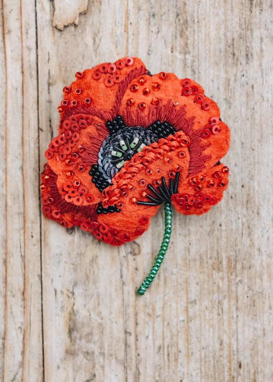 Clothing Trovelore Jewellery | Trovelore Red Poppy Brooch