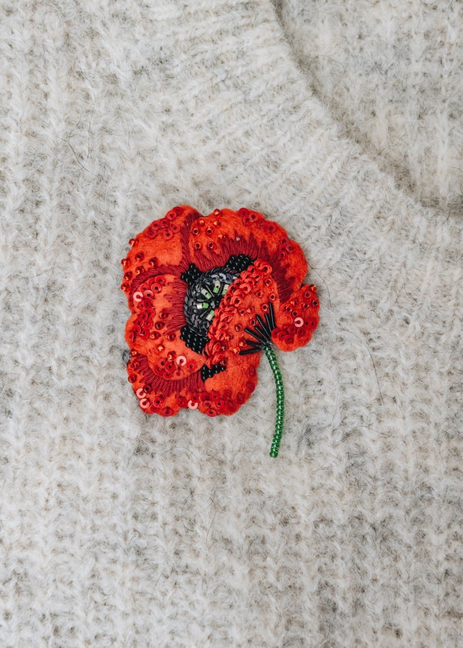 Clothing Trovelore Jewellery | Trovelore Red Poppy Brooch