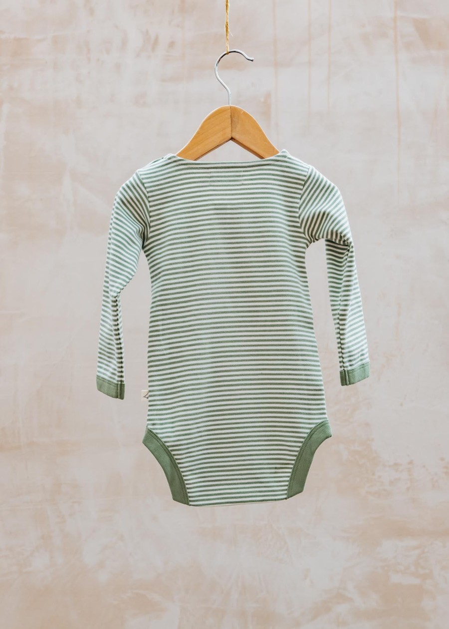 Children Pigeon Organics Babies' Clothing | Pigeon Organics Babies' Fine Stripe Bodysuit In Green
