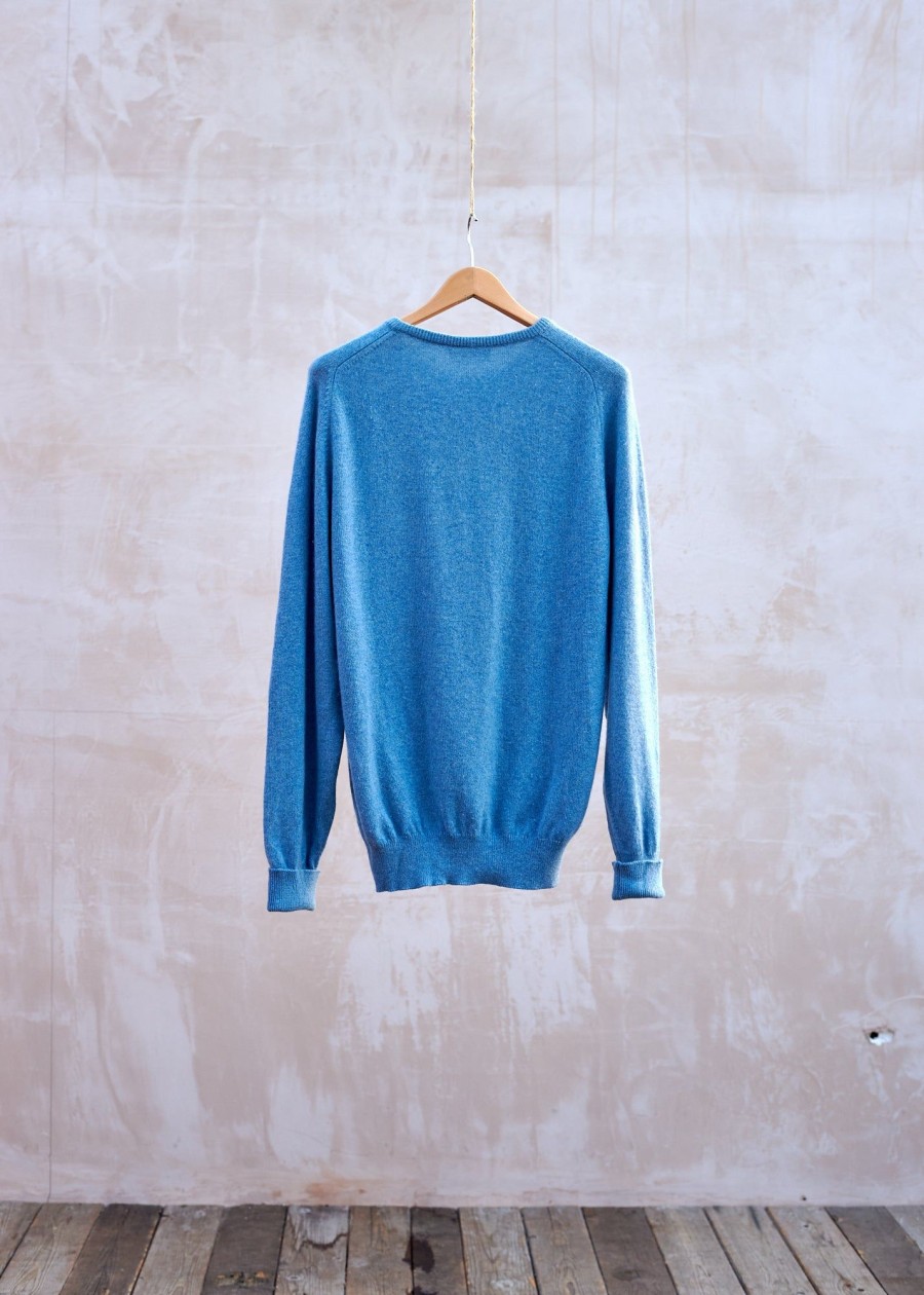 Clothing Kenny Ryder Pre-Loved Menswear | Johnstons Of Elgin 100% Cashmere Sky Blue Jumper - M