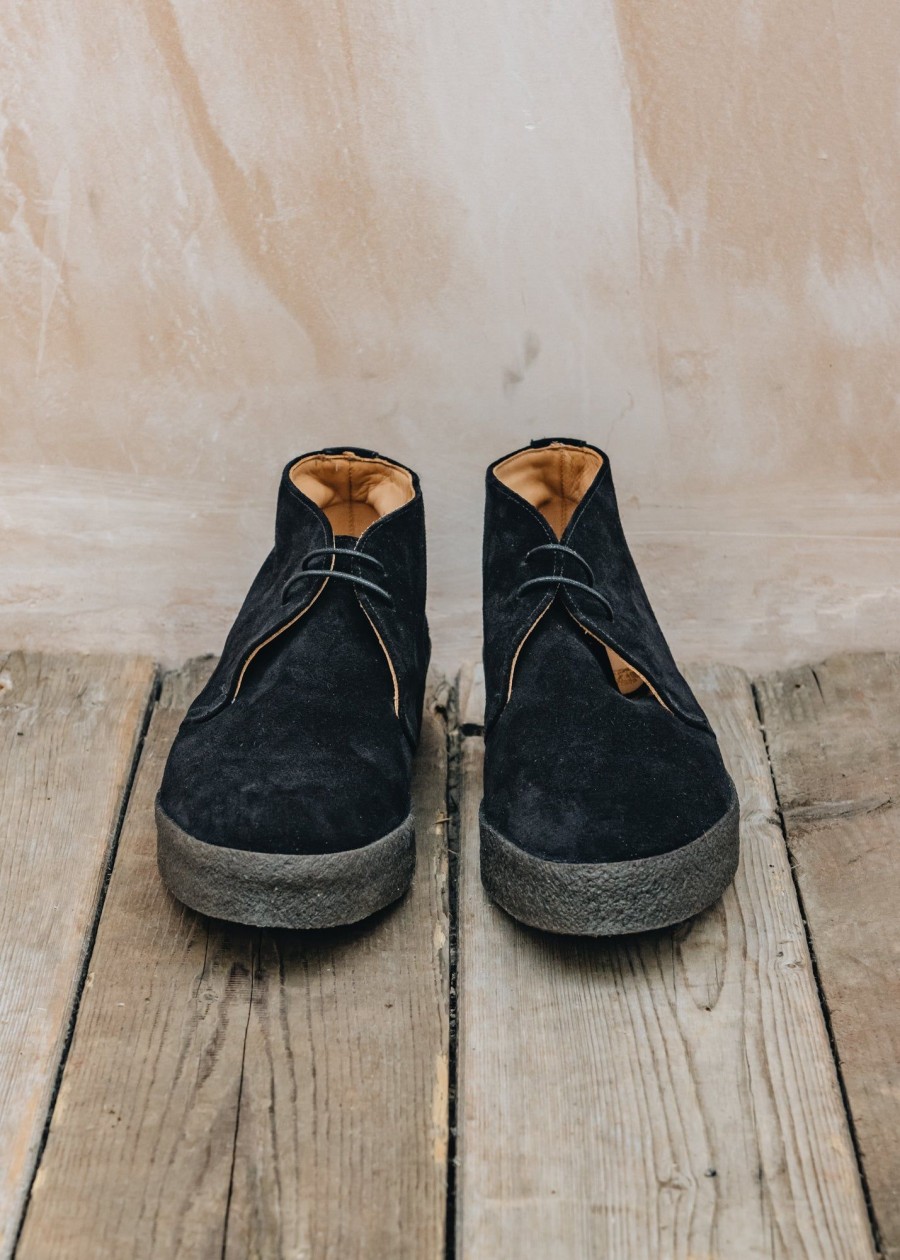 Clothing Sanders Footwear | Men'S Hi Top Suede Chukka Boots In Black