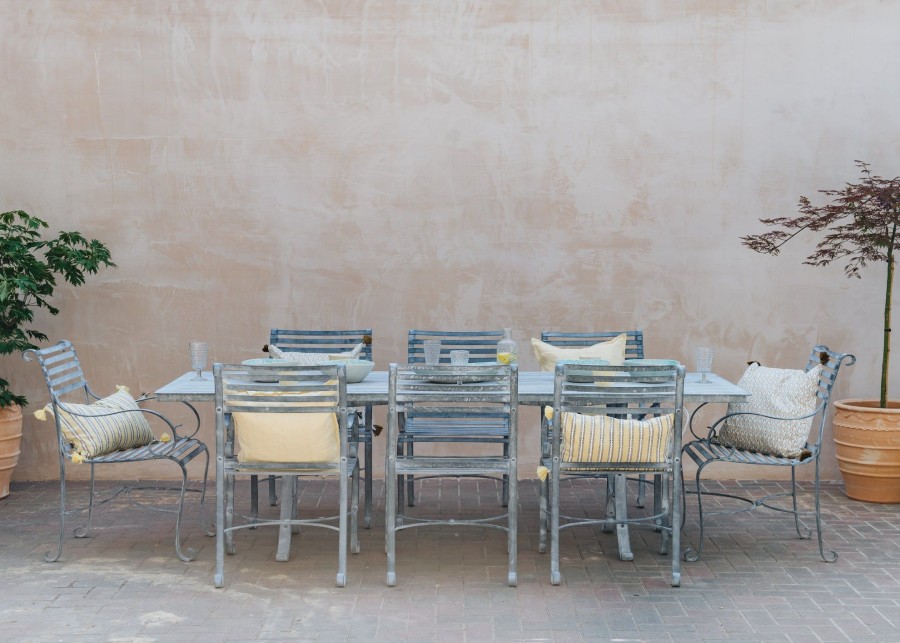 Outdoor Living Harrod Horticultural Metal Furniture | Eight Seater Rectangular Garden Dining Chair Set