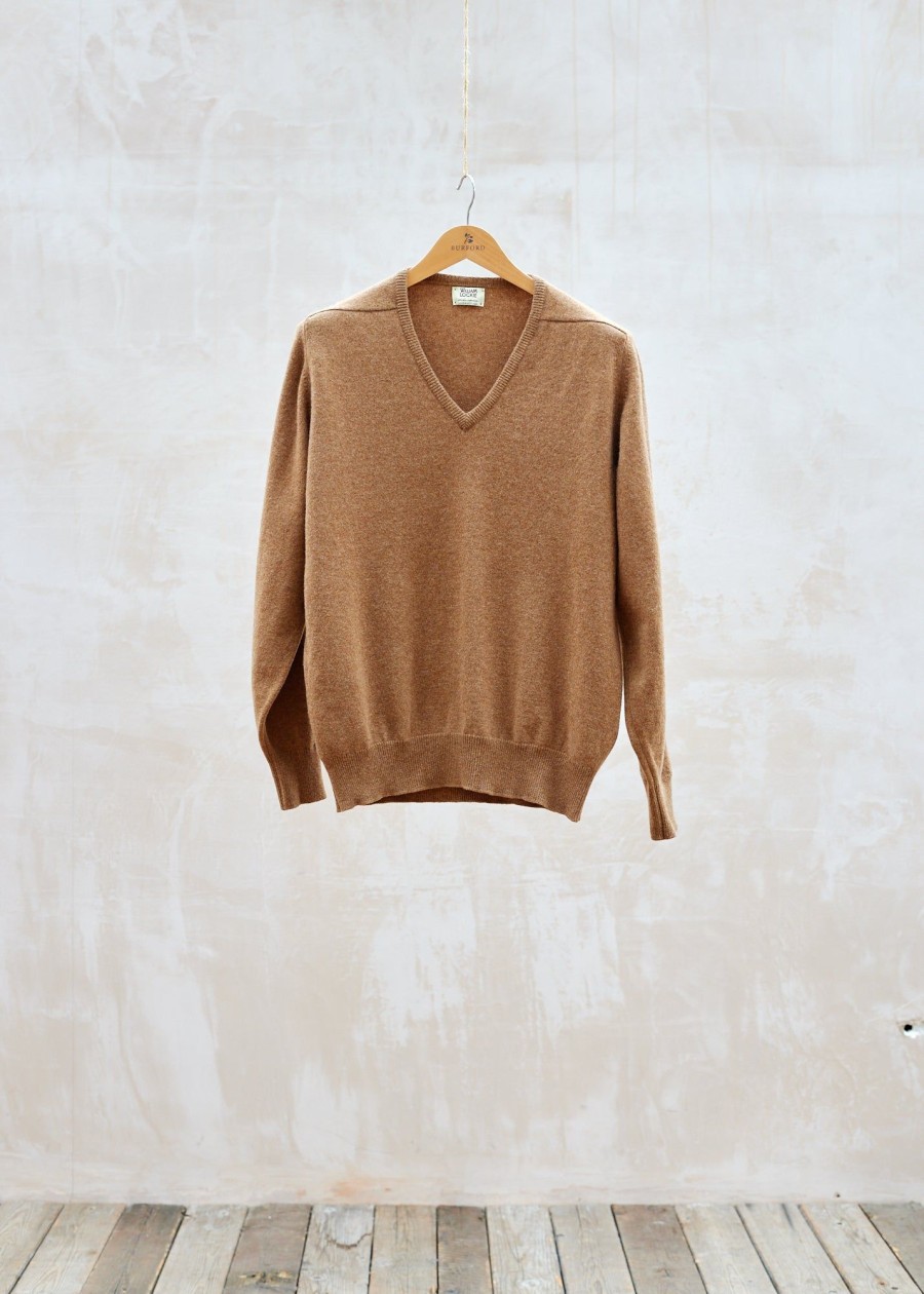 Clothing Kenny Ryder Pre-Loved Menswear | William Lockie 100% Scottish Brown Wool V-Neck - L